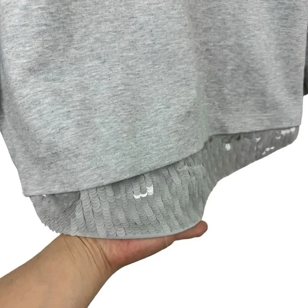 J.Crew Heather Gray Sequin Trim Boxy Fit Sweatshirt Size Small B7027